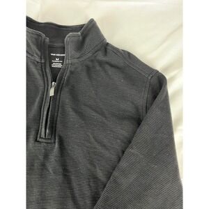 Van Heusen Mens Medium Black‎ 1/4 Zip Pullover Classic Fit Ribbed Long Sleeve